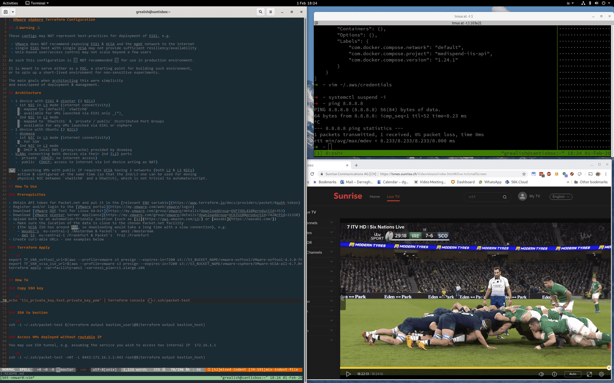 In 20min flat! VMware on Equinix Metal deployed /w Terraform (and watching rugby!)